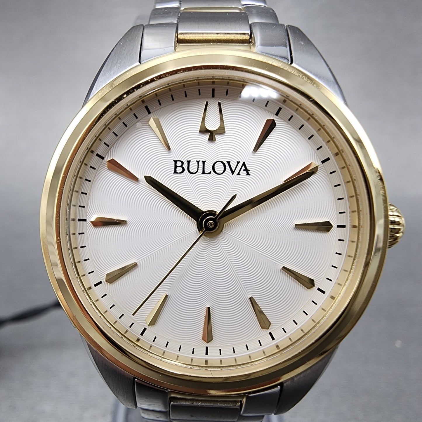 Bulova Sutton Watch Women 28mm White Dial Two Tone Round 98L277 New Battery1