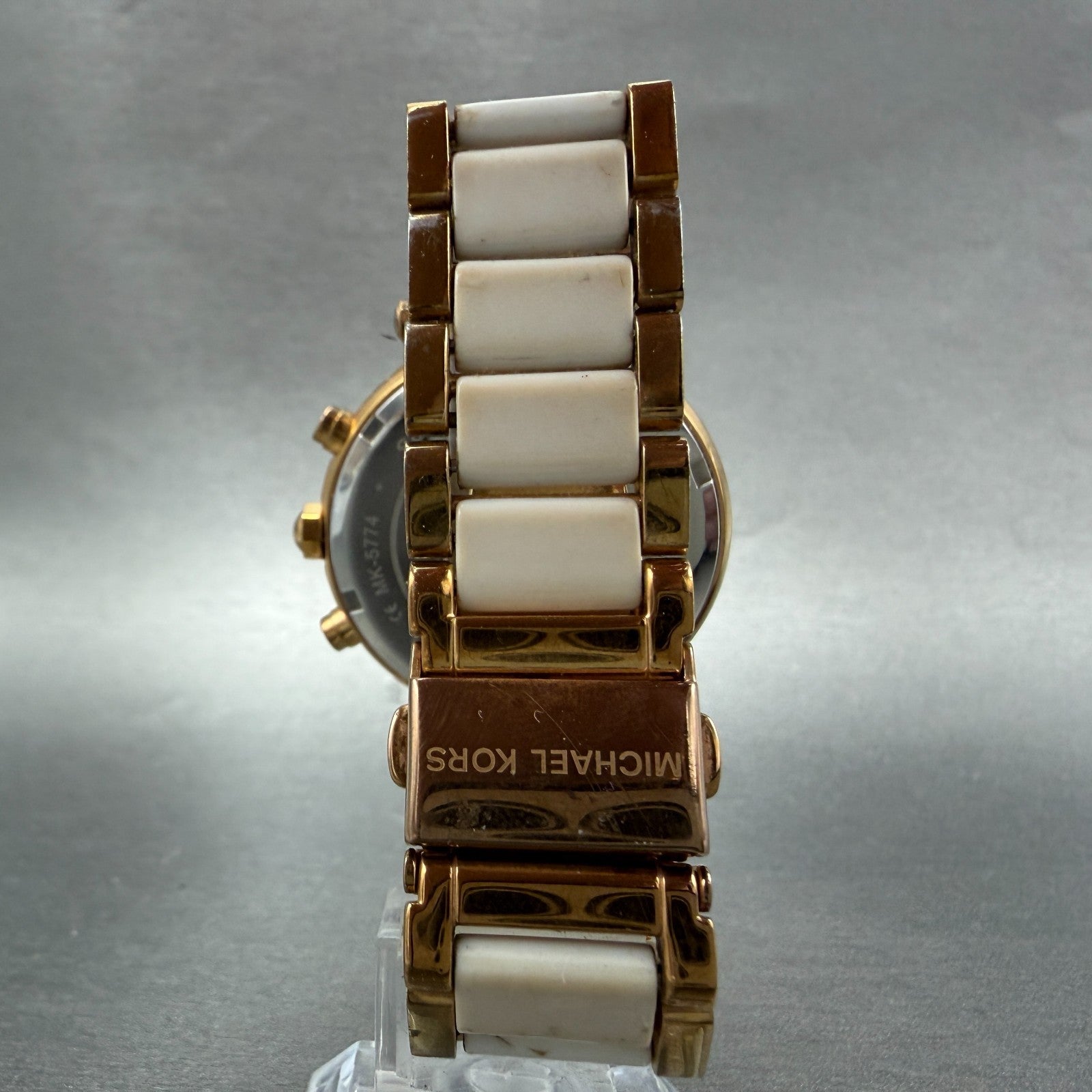 Michael Kors Parker Watch Women 39mm White Dial Rose Gold Tone Date New Battery7
