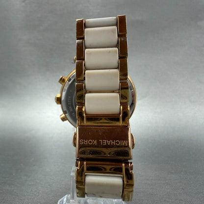 Michael Kors Parker Watch Women 39mm White Dial Rose Gold Tone Date New Battery7