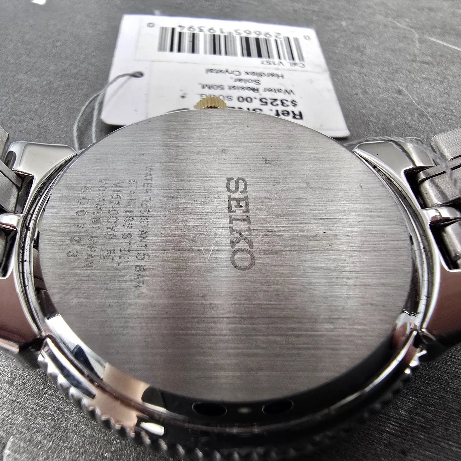 Seiko Solar Watch Men 40mm Silver Dial Two Tone Date Round V157-0CY0 Runs9
