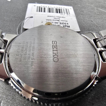 Seiko Solar Watch Men 40mm Silver Dial Two Tone Date Round V157-0CY0 Runs9