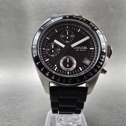 Fossil Chronograph Watch Women 37mm Black Dial Silver Tone Date CH-2644 New Batt5