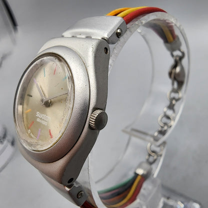 Swatch Irony Filamento Watch Women 25mm Silver Dial Silver Tone Round New Batt