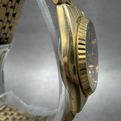 Seiko SQ Watch Women 24mm Black Dial Gold Tone Daydate 24mm Round New Battery NL3