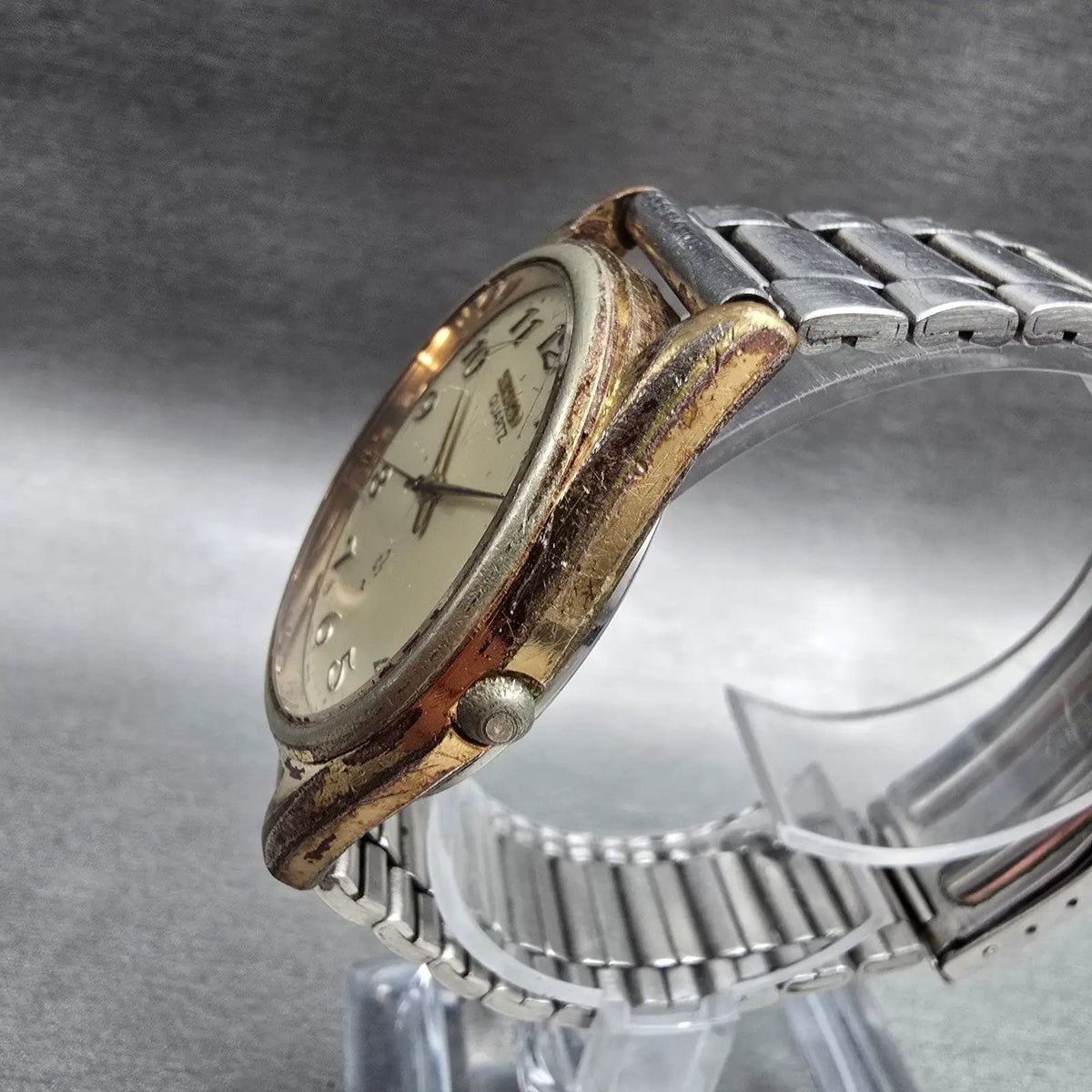 Seiko Watch Men 34mm Champagne Dial Gold Tone Round 7121-8000 New Battery2