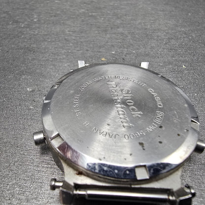 Casio DW-5600 Watch Men 38mm Silver Digital Alarm Chrono 901 New Battery VTG AB8