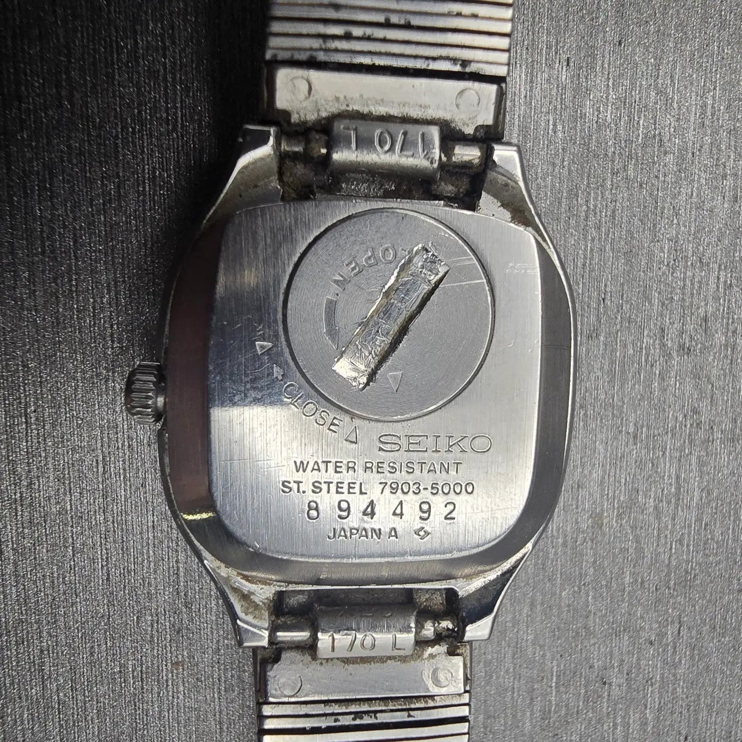 Seiko Watch Women 24mm Blue Dial Silver Tone Daydate Rectangle 7903-5000 New Bat10