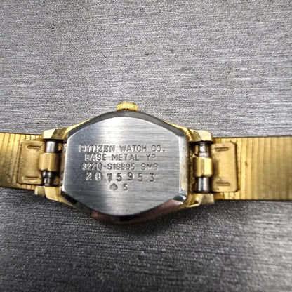 Citizen CQ Watch Women 16mm Champagne Dial Gold Tone Oval 3220-S16695 New Batt10