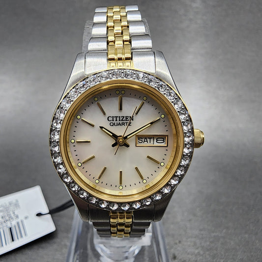 Citizen Watch Women 25mm MOP Dial Two Tone Daydate EQ0534-50D New Battery