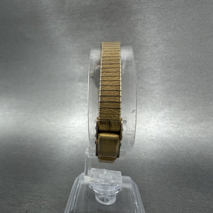 Elgin Watch Women 14mm Silver Dial Gold Tone Oval Diamond Accents New Battery7