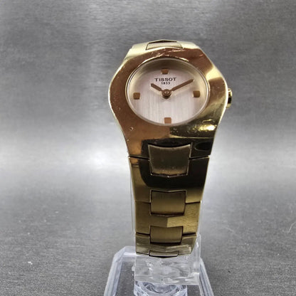 Tissot Watch Women 23mm White Dial Gold Tone Round New Battery L520 Vintage5