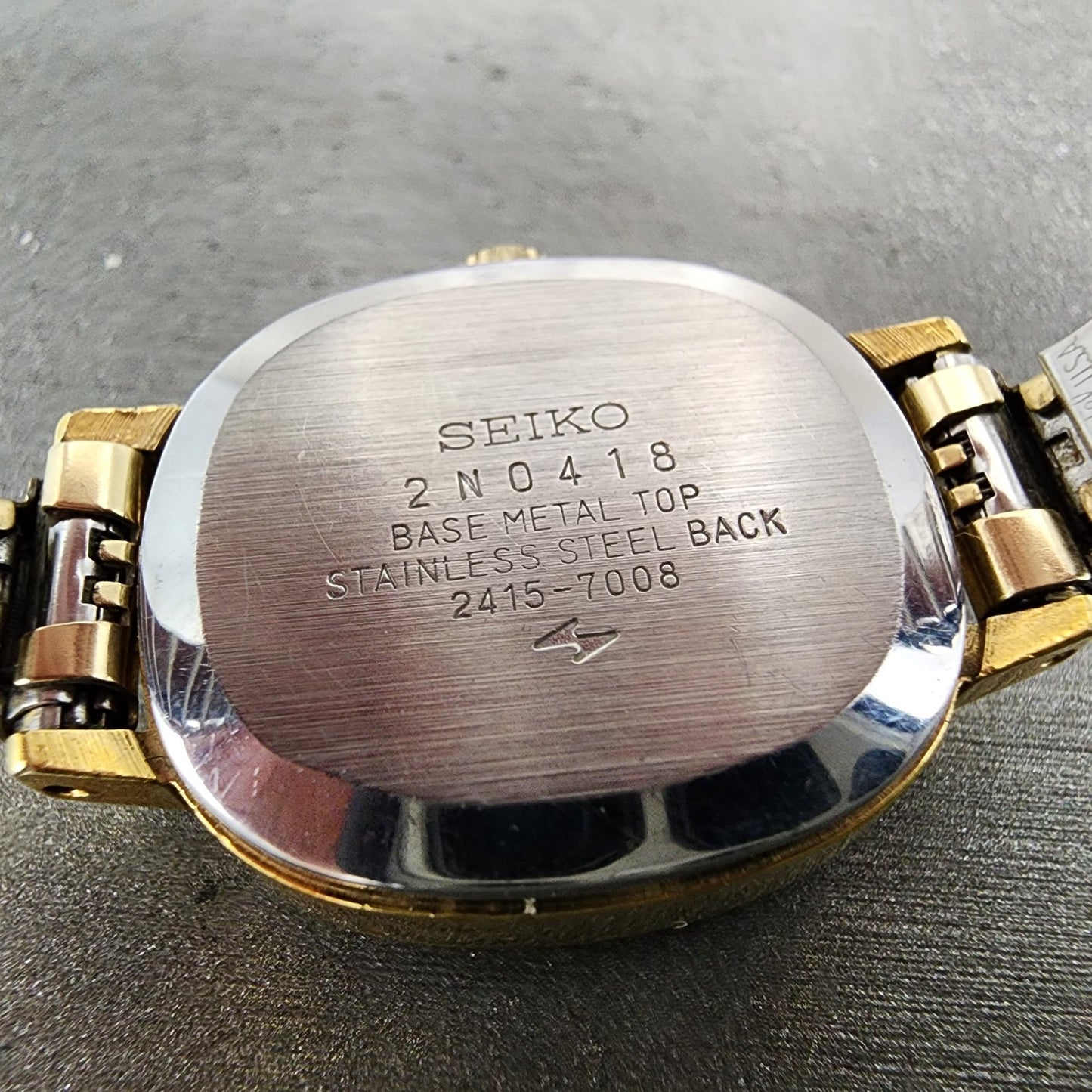 Seiko Automatic Watch Women 23mm Brown Dial Gold Tone Date 24157008 Runs9