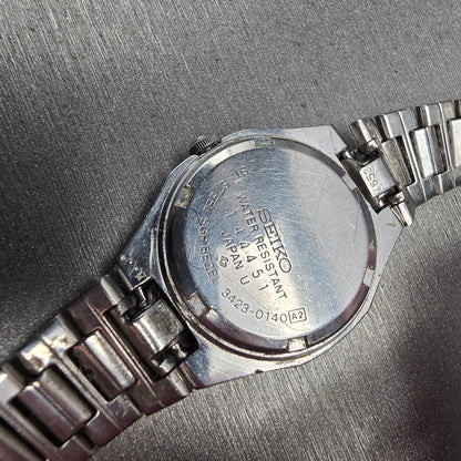 Seiko SQ Watch Women 24mm White Dial Two Tone Daydate Round 5423-0140 New Batt10