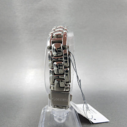 Seiko Solar Watch Women 18mm Black Dial Steel Rectangle V1150BW0 Works7