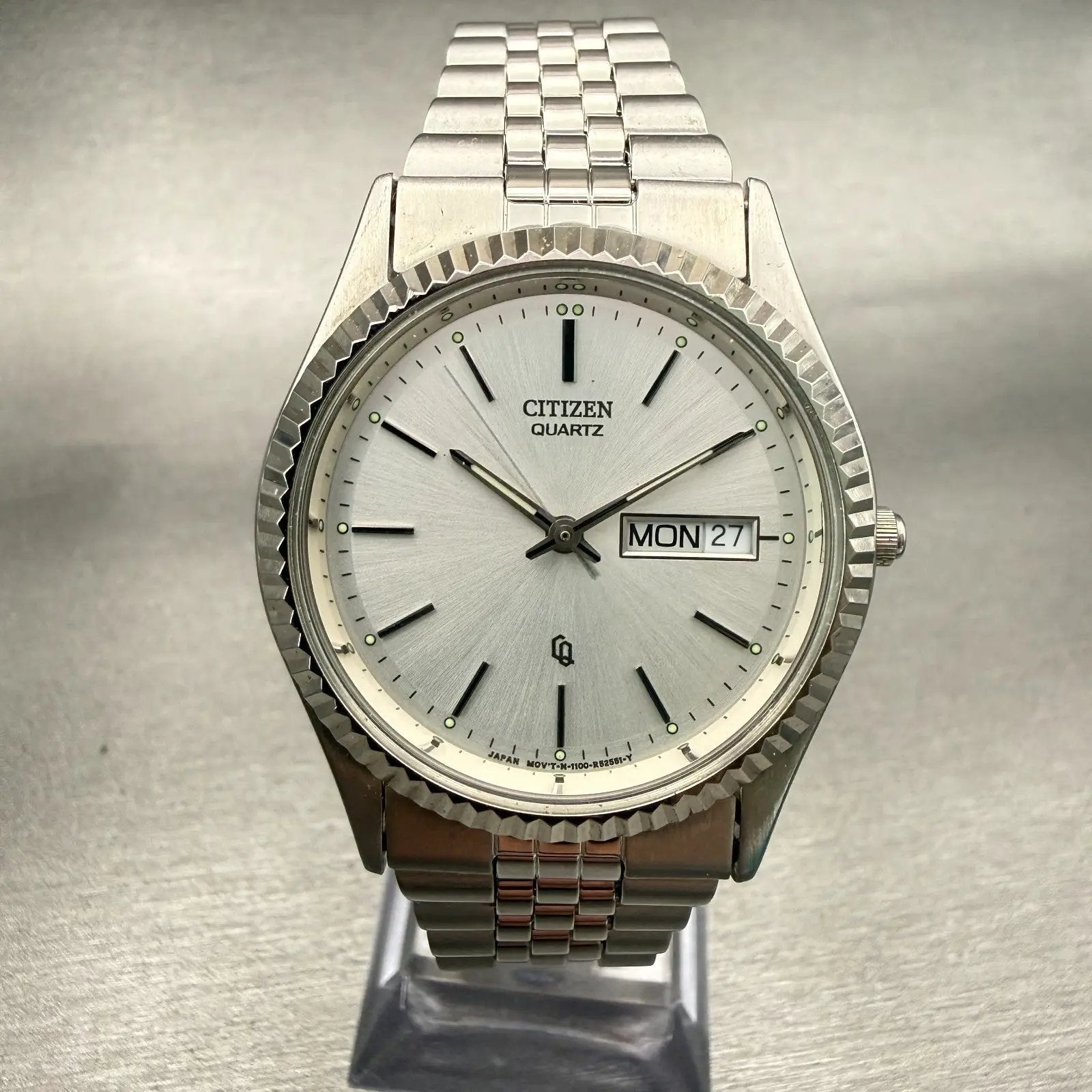 Citizen President Watch Men 35mm Silver Dial Silver Daydate Round New Battery0