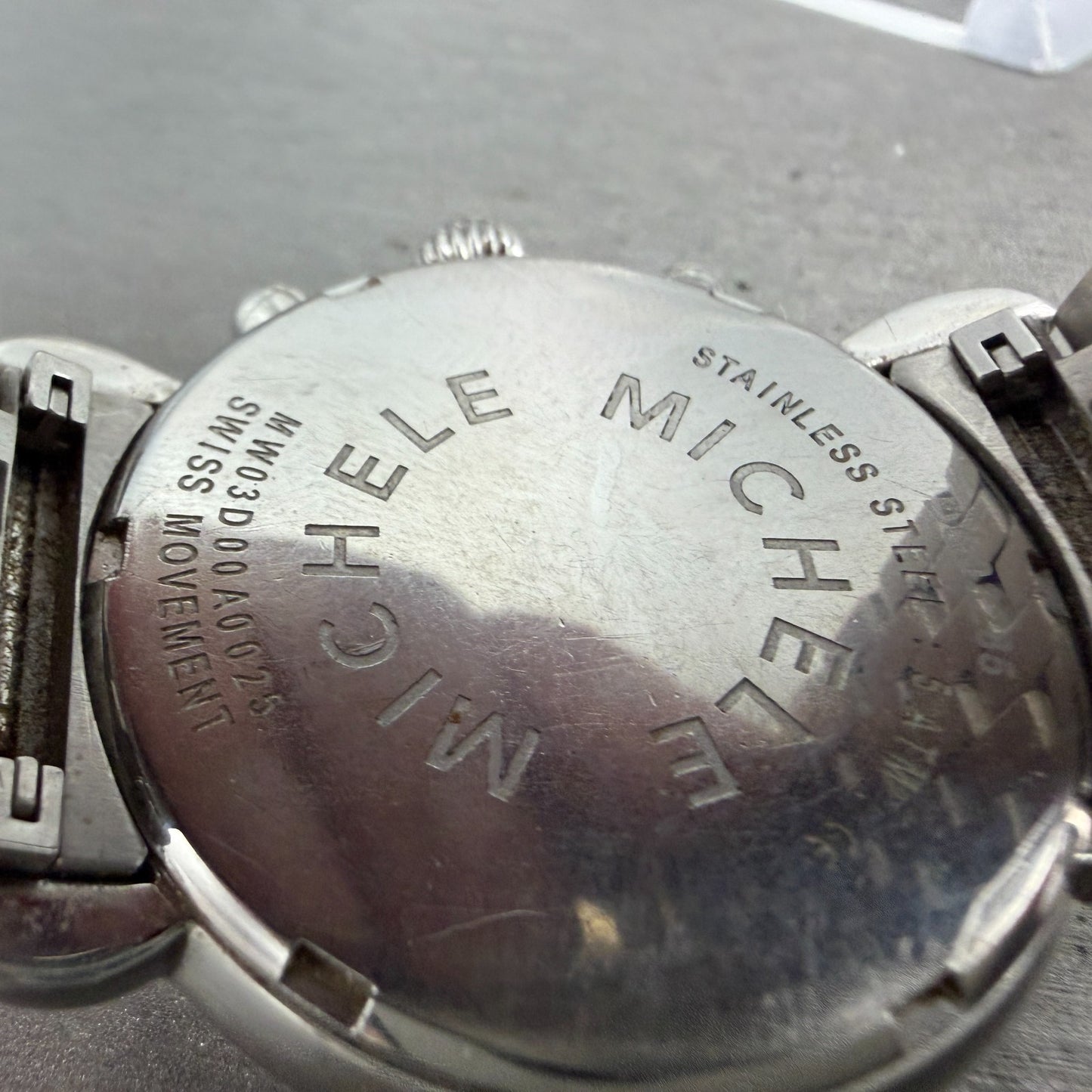 Michele CSX Chronograph Watch Women 39mm White Dial Steel Date Round New Battery9