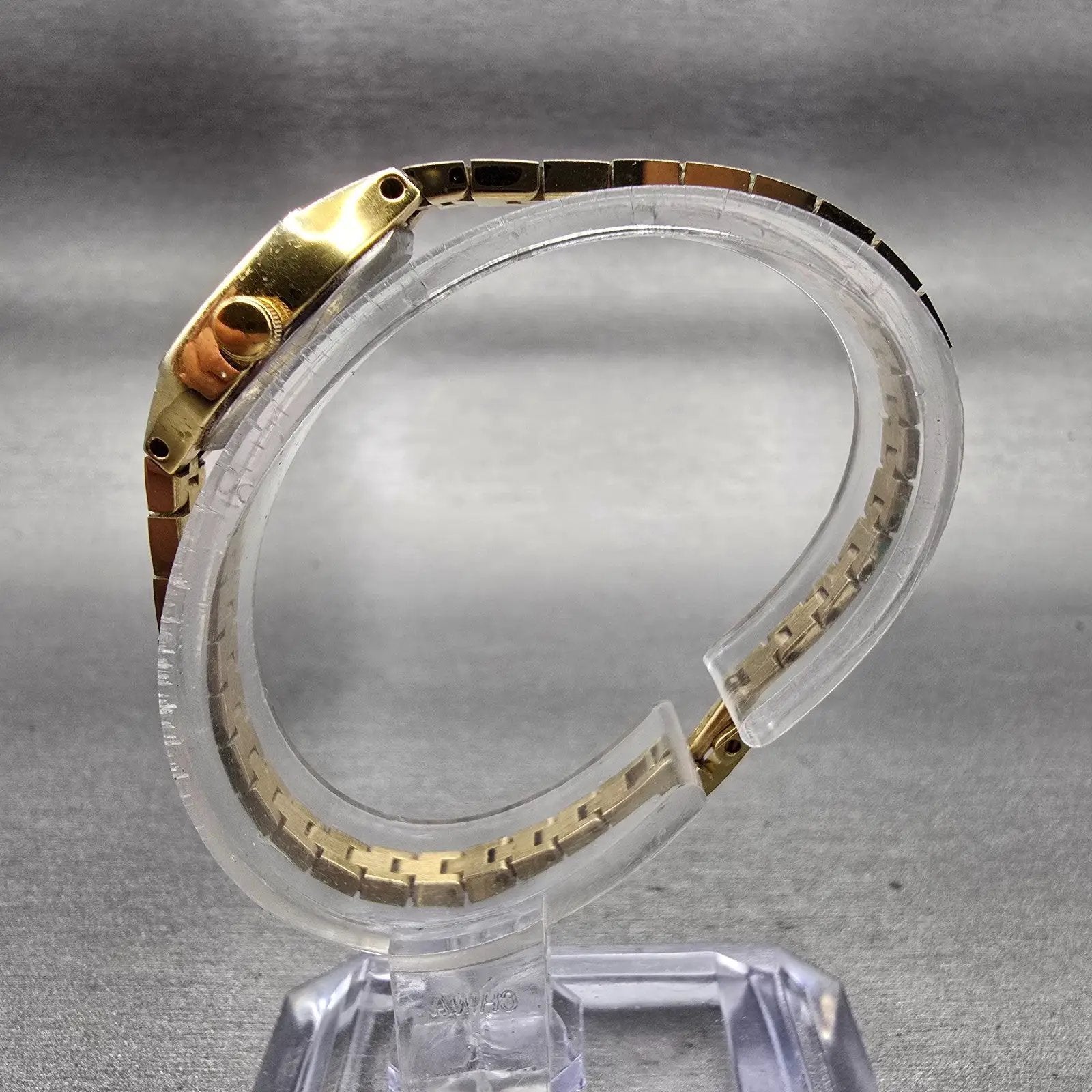 Citizen CQ Watch Women 17mm Black Dial Gold Tone Rectangle 3220-S20889 New Batt6