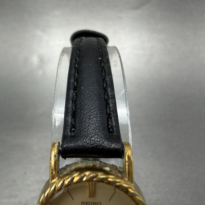 Seiko Watch Women 19mm Champagne Dial Gold Tone Oval 1421-5510 New Battery VTG 24