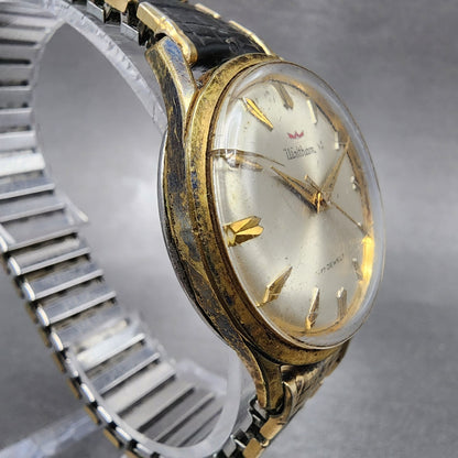 Waltham Watch Men 33mm Champange Dial Gold Tone Round Manual Wind Runs Cal WXO