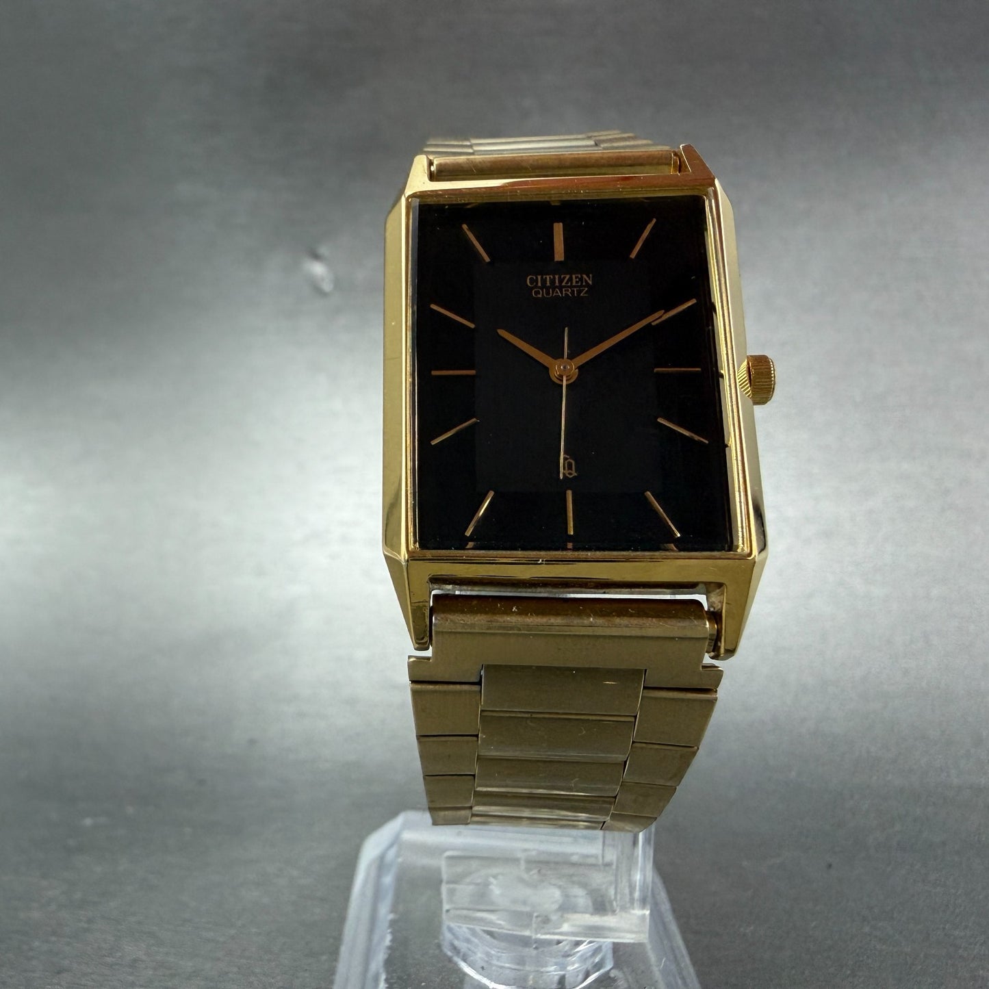 Citizen CQ Tank Watch Unisex 25mm Black Dial Gold Rectangle 6031-S06291 PARTS6