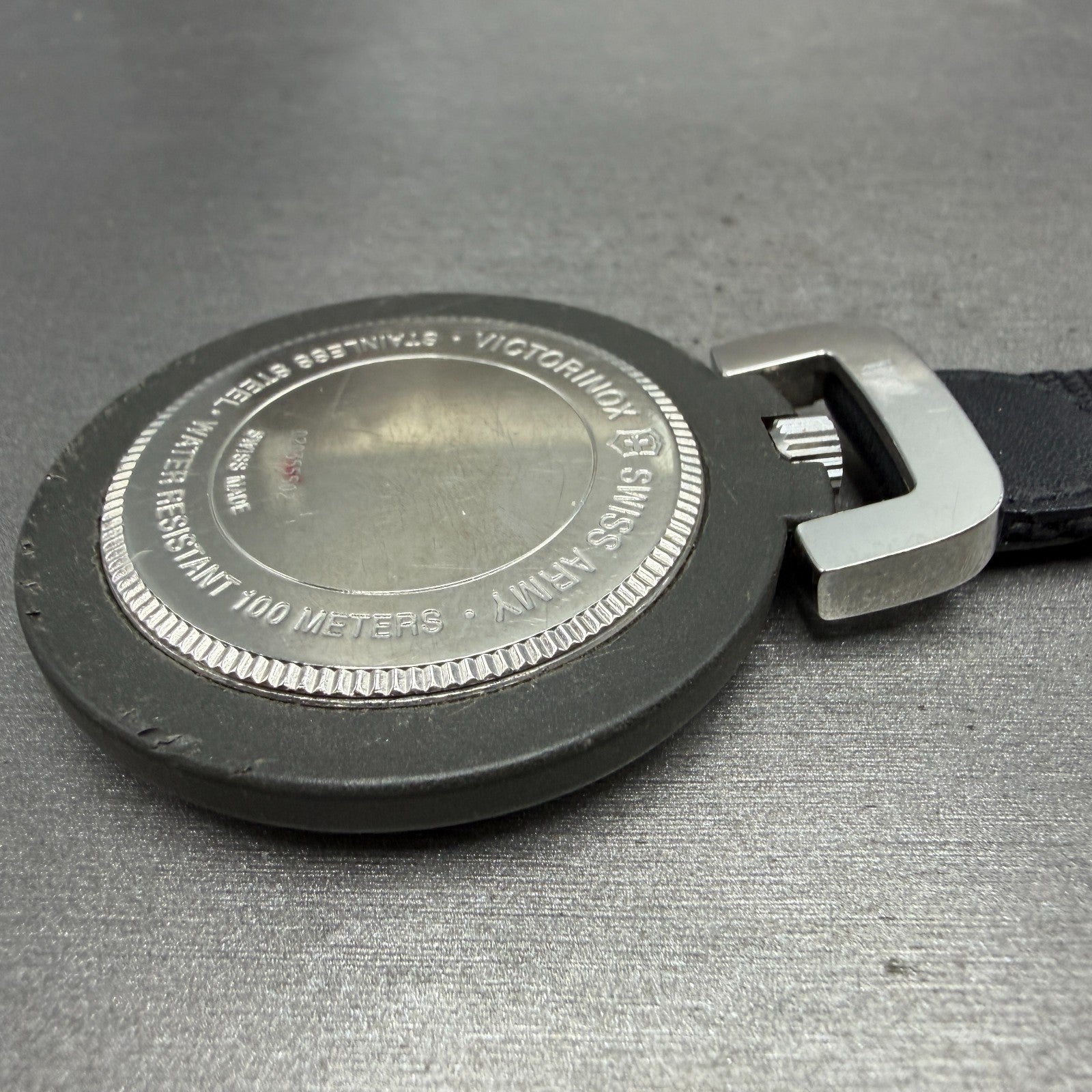 Victorinox Swiss Army Pocket Watch Men 48mm White Dial Black Round New Battery11