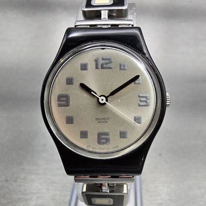 Swatch Lady Chessboard Watch Women Ivory Dial Black Case Round LB160G New Batt0