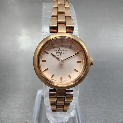 Margaret Howell Watch Women 21mm White Dial Rose Gold Tone Round New Battery1