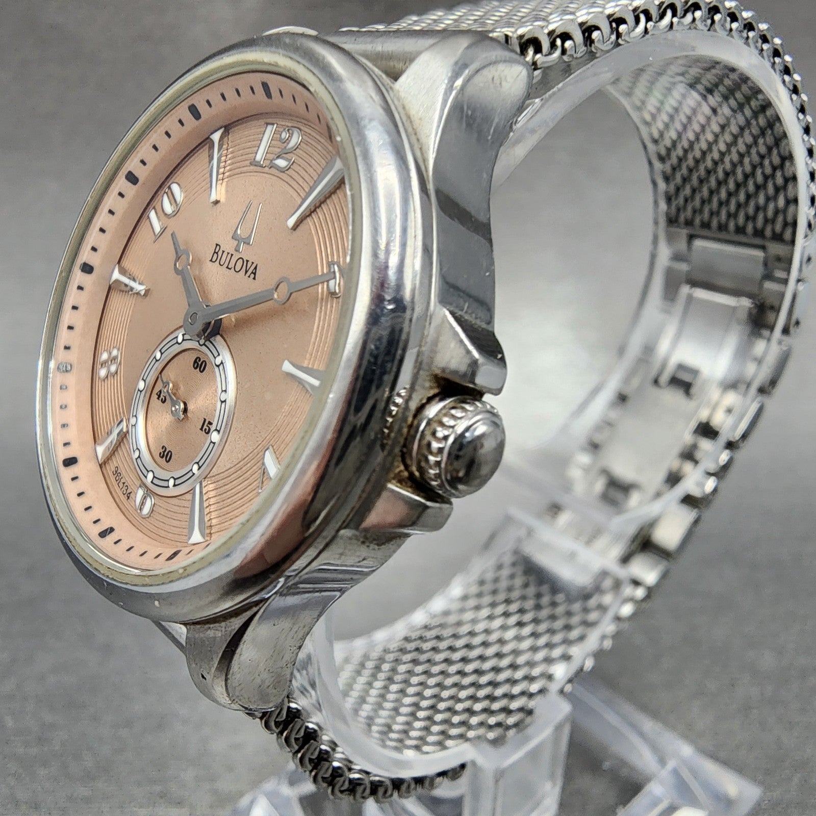 Bulova Adventurer Watch Women 32mm Pink Dial Silver Tone Small Seconds New Batt2
