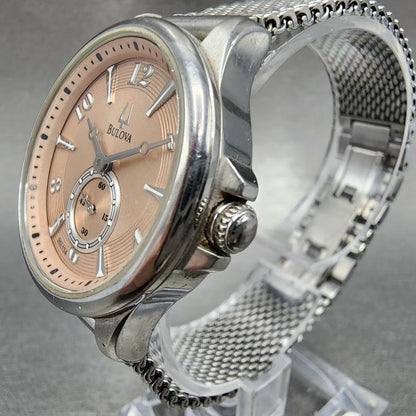 Bulova Adventurer Watch Women 32mm Pink Dial Silver Tone Small Seconds New Batt2