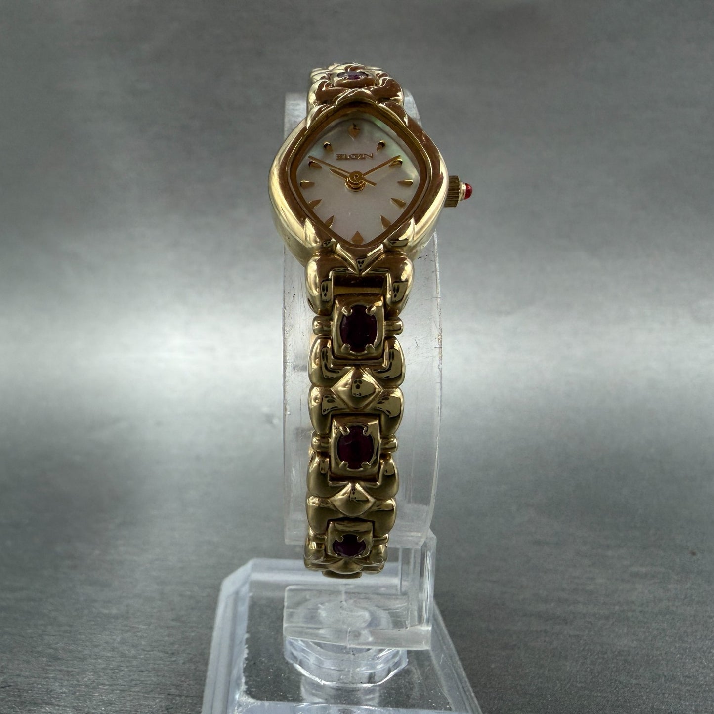 Elgin Watch Women 17mm MOP Dial Gold Tone Oval EG074 New Battery Bracelet5