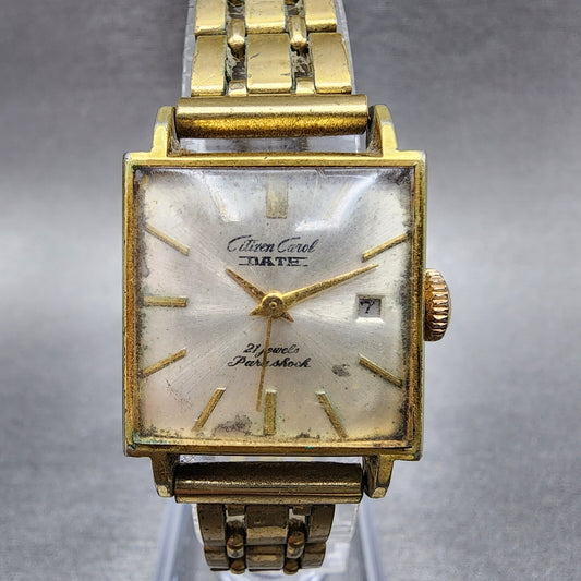 Citizen Carol Date Watch Women 22mm Silver Dial Gold Plated Manual Wind Runs