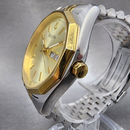 Bulova Watch Men 37mm Champagne Dial Two Tone Daydate 98C002 New Battery2