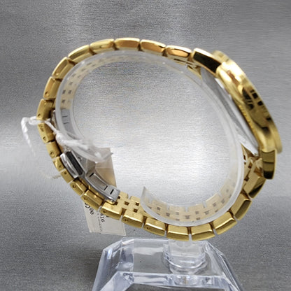 Movado Museum Watch Men 40mm Black Dial Gold Tone Round Bracelet Swiss 06072039