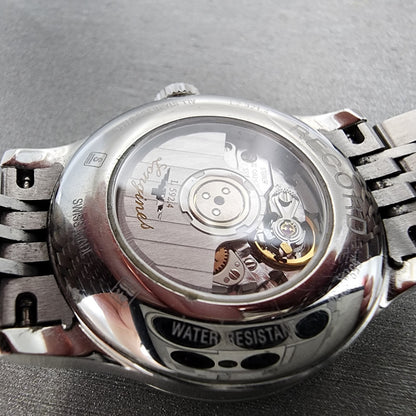 Longines Record Automatic Watch Women 30mm White Dial Steel Date Chronometer