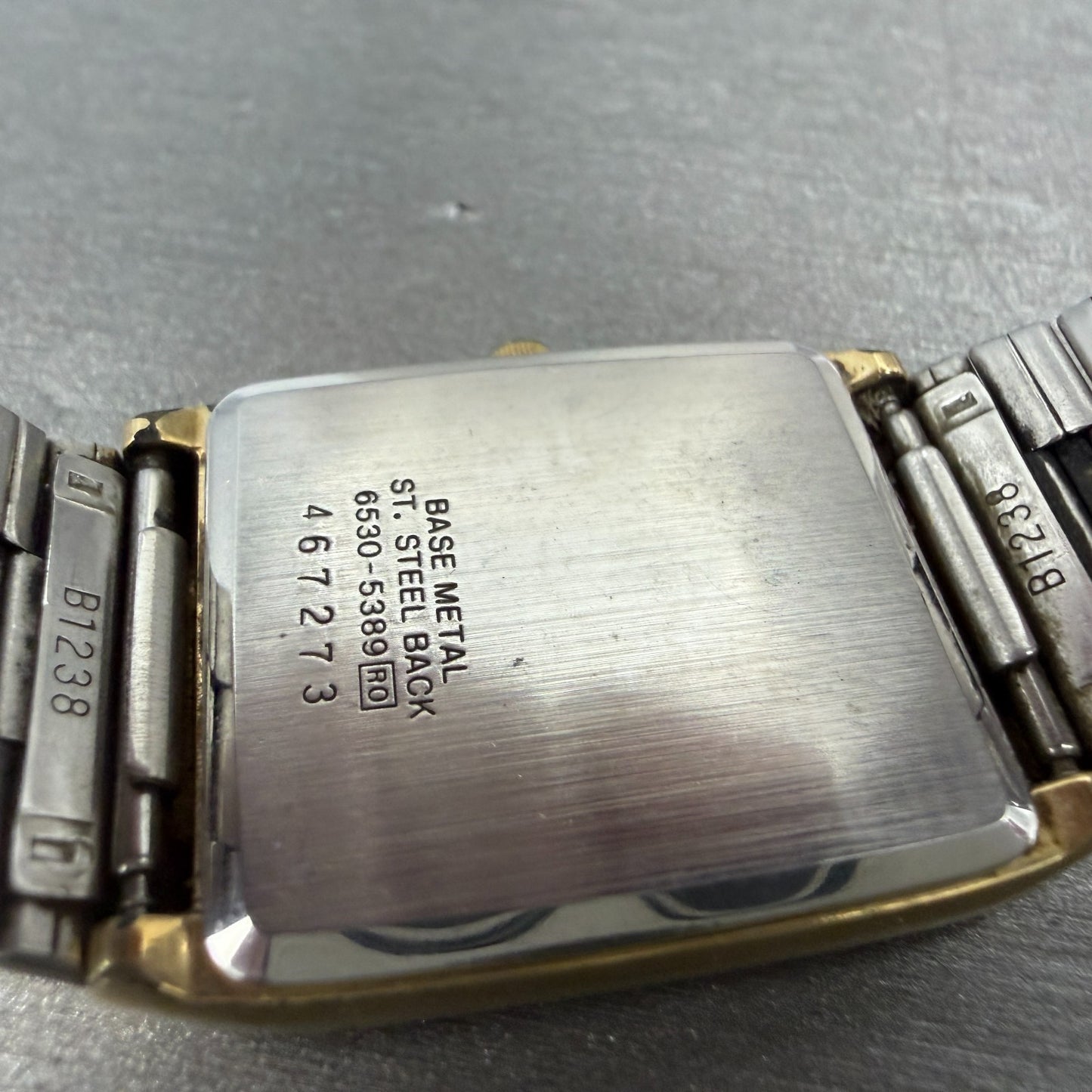 Seiko Tank Watch Men 25mm Champagne Dial Gold Tone 6530-5389 New Battery CRACKED9