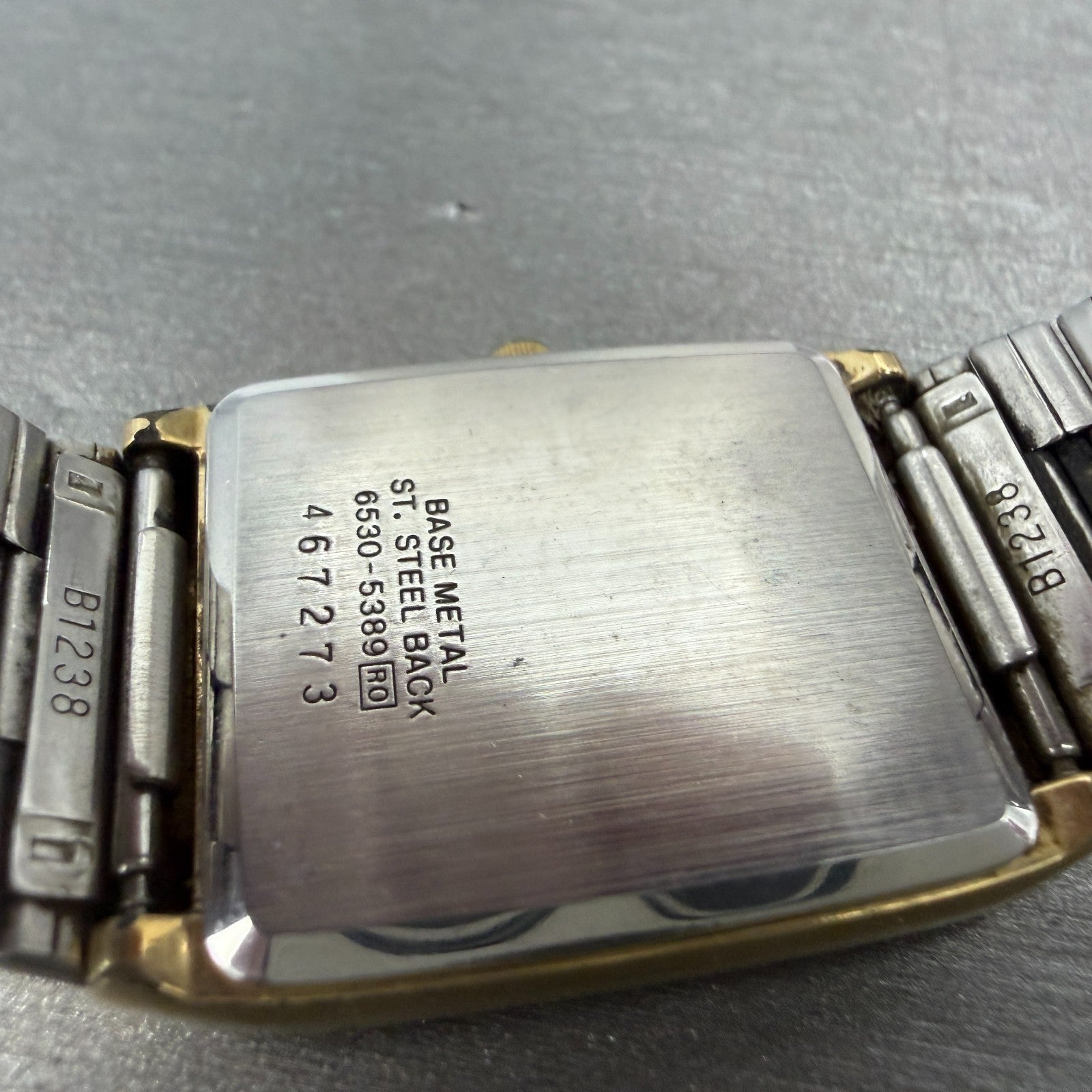 Seiko Tank Watch Men 25mm Champagne Dial Gold Tone 6530-5389 New Battery CRACKED9