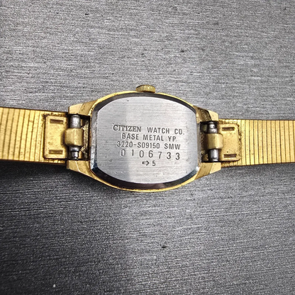 Citizen CQ Watch Women 17mm Black Dial Gold Tone Oval 3220-S09150 New Battery10