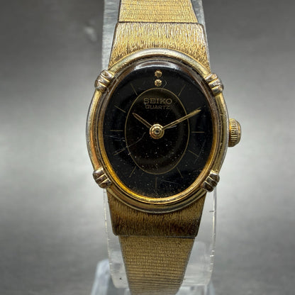 Seiko Watch Women 16mm Brown Dial Gold Tone Oval Vintage 5420-5159 New Battery0
