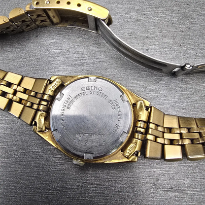 Seiko Watch Women 24mm Gold Dial Gold Tone Daydate Round 7N83-0041 New Battery10