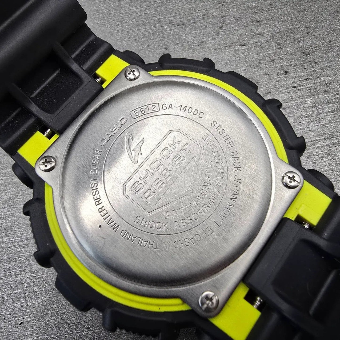 Casio G-Shock GA-140DC Watch Men 51mm Yellow Dial Black Chrono Alarm New Battery10
