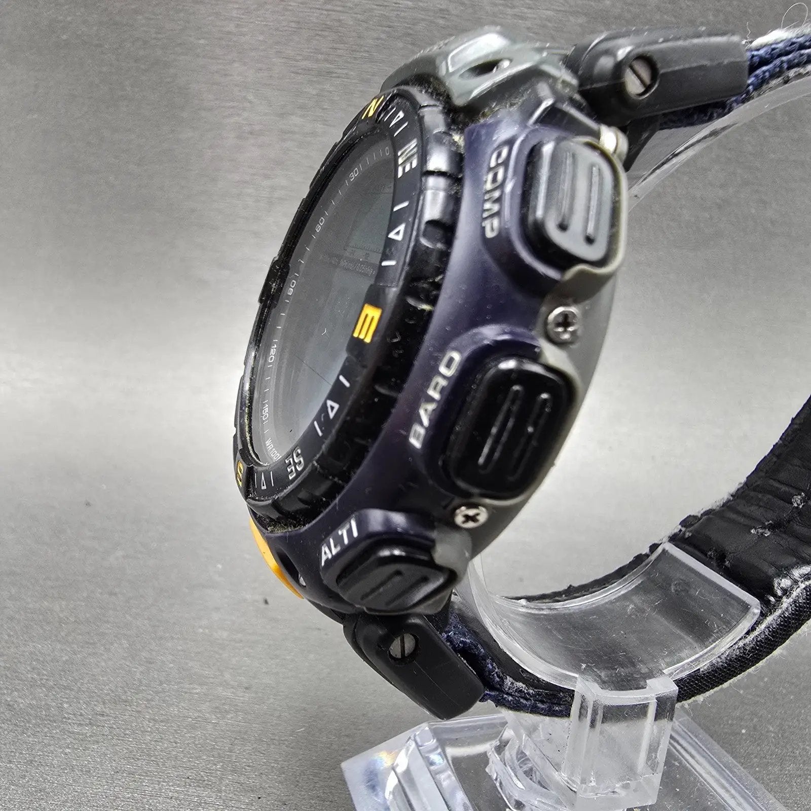 Casio Protrek Watch Men 54mm Blue Triple Sensor Daydate Digital PRG-40 New BattA2