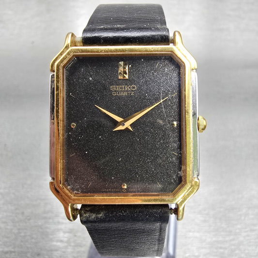 Seiko Watch Men 26mm Black Dial Two Tone Rectangle 5P30-5A79 New Battery Vintage0