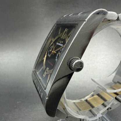 Technos Watch Men 32mm Black Dial Two Tone Daydate Rectangle T2046 New Battery2