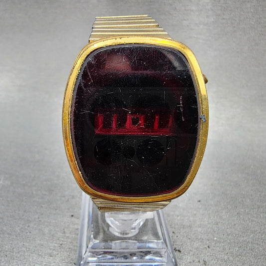 Wittnauer Polara RED LED Watch Men 31mm Gold Tone Rectangle  PARTS0