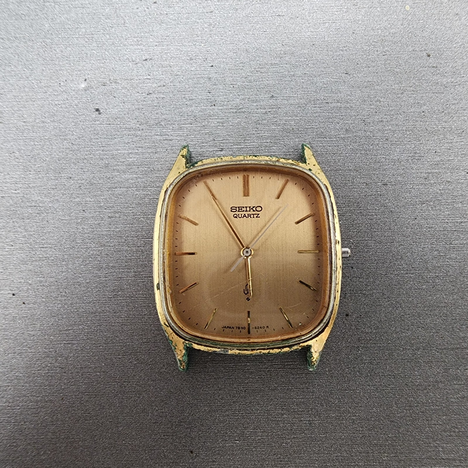 Seiko Tank Watch Men 30mm Champagne Dial Gold Tone 78305210 New Battery READ!!!0