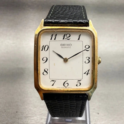 Seiko Watch Men 26mm White Dial Gold Tone Rectangle 6530-5500 New Battery VTG0
