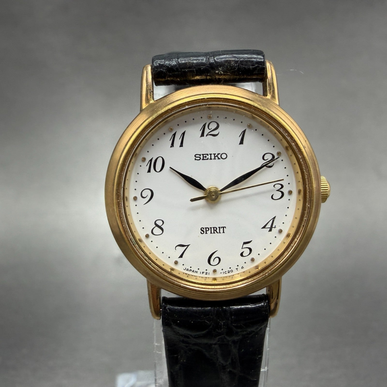 Seiko Spirit Watch Women 24mm White Dial Gold Tone Round 1F21-0H70 New Battery0