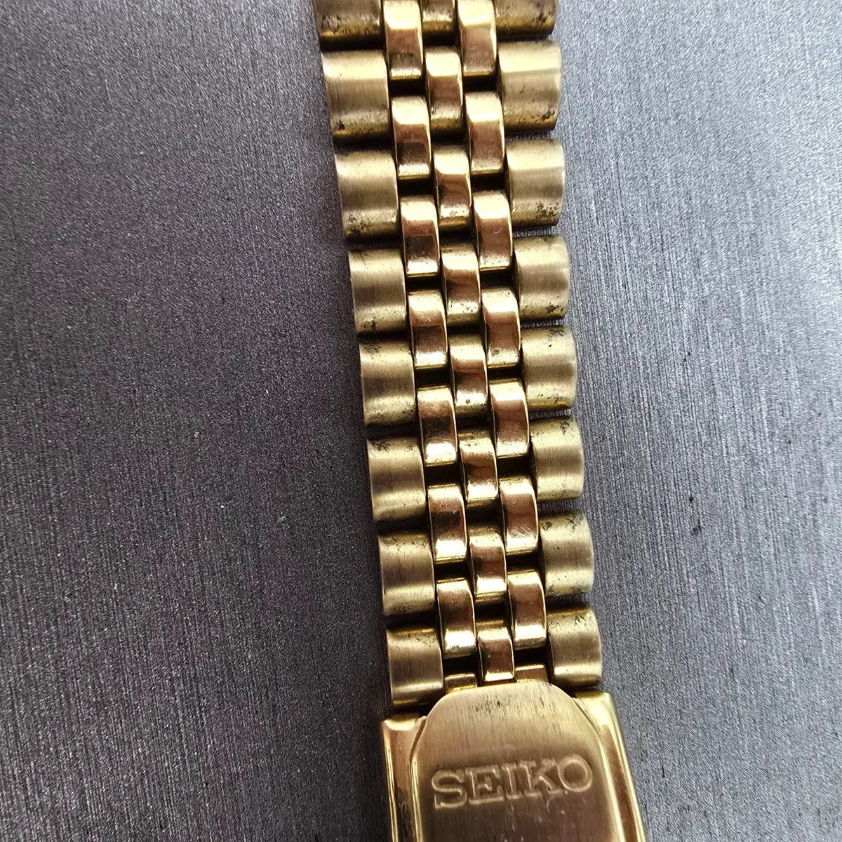 Seiko President Bracelet Stainless Steel Gold Tone Tri Folding Clasp VTG2