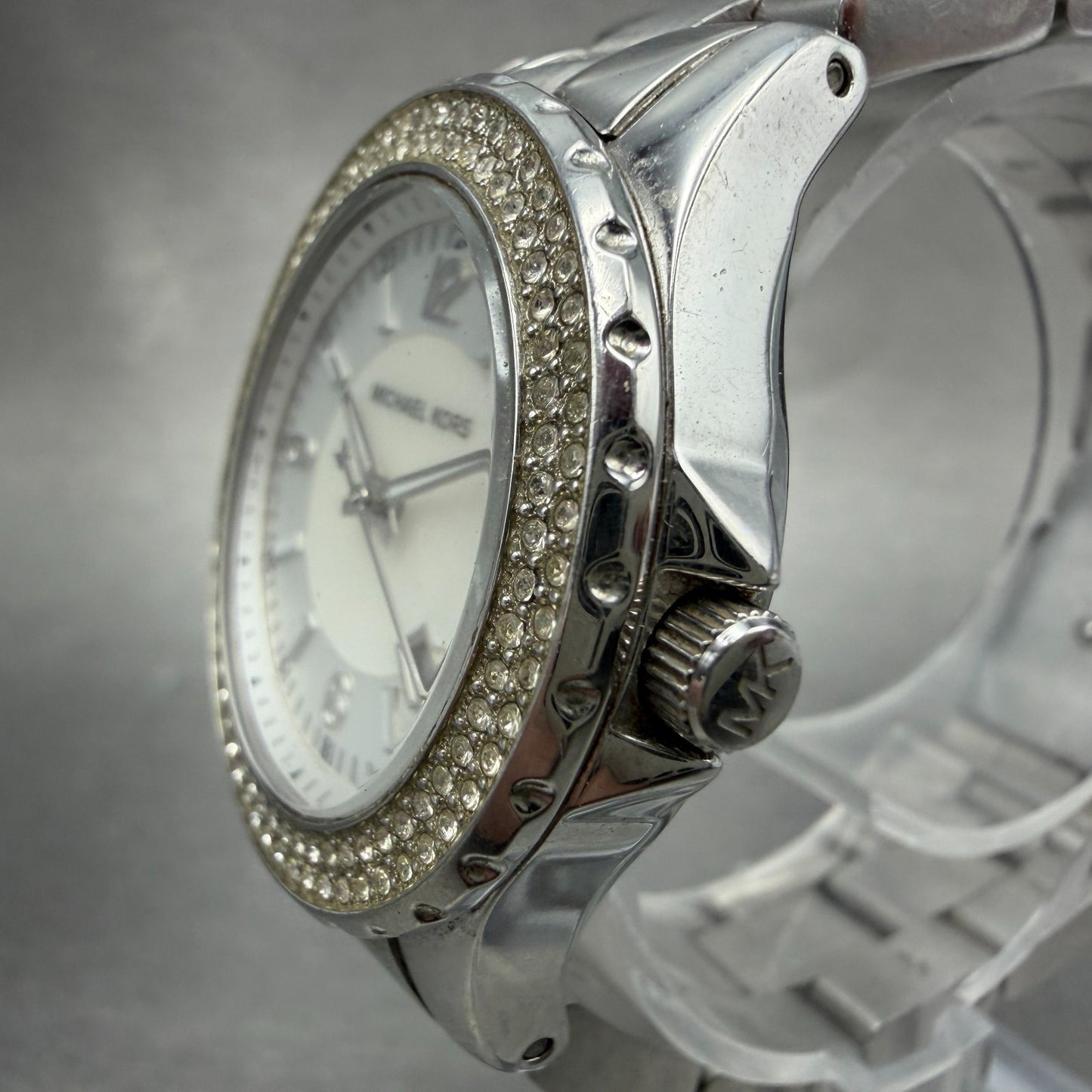 Michael Kors Madison Watch Women 33mm MOP Dial Silver Tone Date MK-5401 New Batt2