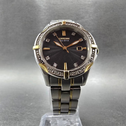 Citizen Eco-Drive Watch Women 26mm Black Dial Two Tone Date E013-S090288 Runs5